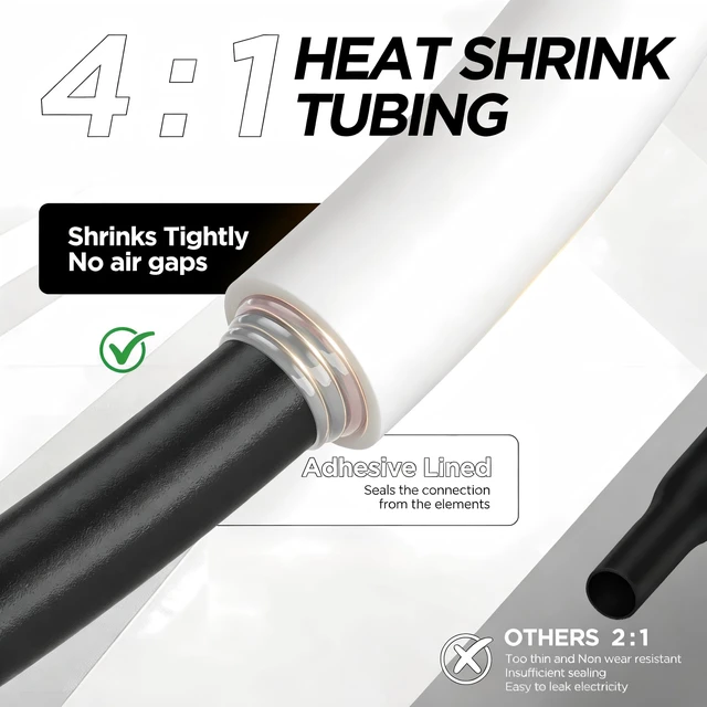 Alt view image 6 of 7 - 7-Size Heat Shrink Tubing Roll Kit: 4:1 Adhesive Lined, 54 Ft Marine Grade Waterproof, Insulated Sealed, Oil-Proof & Wear-Resistant, for Home Use & Industrial Applications (White)