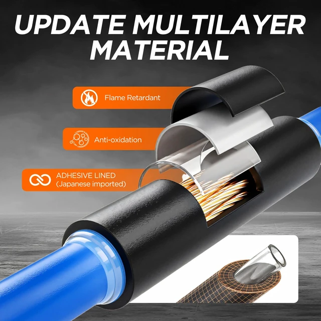 Alt view image 5 of 7 - 5:1 Heat Shrink Tubing Kit, Industry-Leading 5:1 Ratio Shrink Wrap Tubing Adhesive Lined, Heat Shrink Wire Connectors, Marine Grade Dual Wall, Waterproof Electrical Wire Tube Connectors(Black)