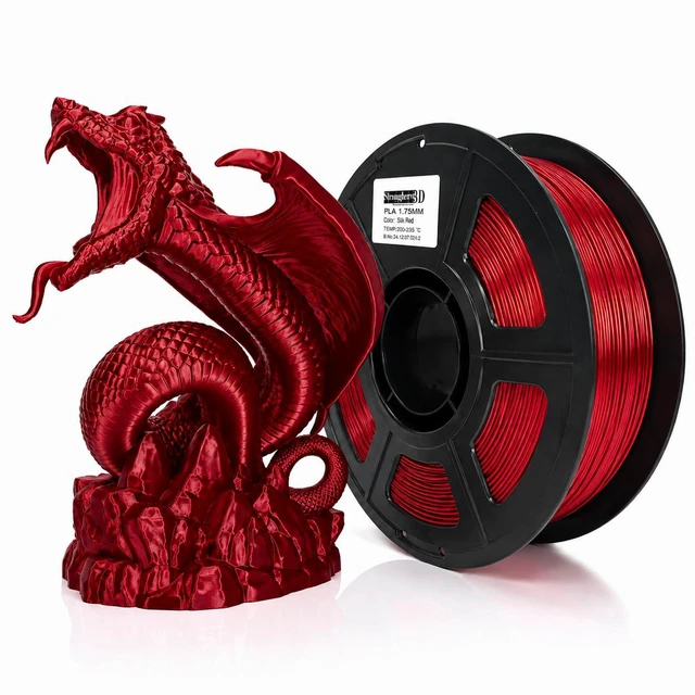 Main image of PLA High Speed 3D Printer Filament 1.75mm, Silk Deep Red PLA Filament, Glossy Ruby Red Filament, High Speed PLA 3D Printing Filament for Dragons, Figures, 1kg Spool