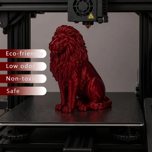 Alt view image 5 of 7 - PLA High Speed 3D Printer Filament 1.75mm, Silk Deep Red PLA Filament, Glossy Ruby Red Filament, High Speed PLA 3D Printing Filament for Dragons, Figures, 1kg Spool