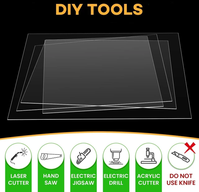 Alt view image 2 of 7 - 3 Pack Plexiglass Sheets 1/8 Inch Thick, 16"X20" Plexi Glass Panel Plastic Sheet for Crafts,Signs, Display Cases, Sneeze Guard, Cut with Engraver,Power Saw or Hand Tools