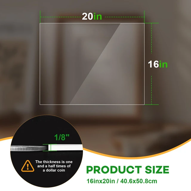 Alt view image 3 of 7 - 3 Pack Plexiglass Sheets 1/8 Inch Thick, 16"X20" Plexi Glass Panel Plastic Sheet for Crafts,Signs, Display Cases, Sneeze Guard, Cut with Engraver,Power Saw or Hand Tools