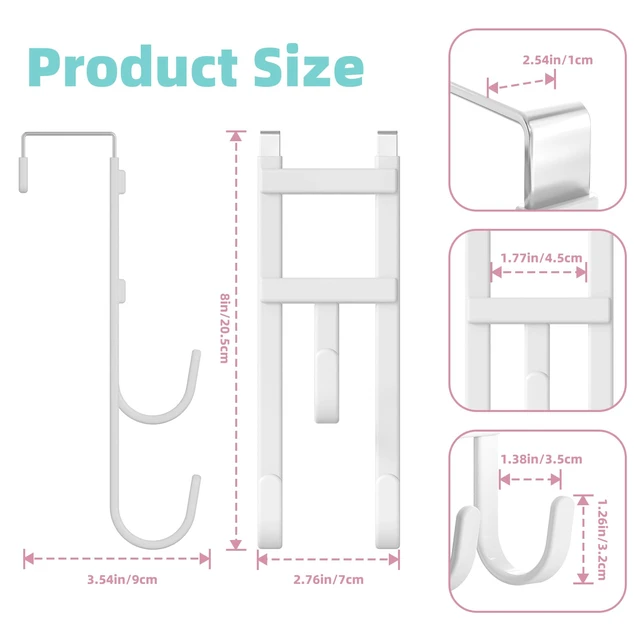 Alt view image 2 of 7 - 4 Pack Over-the-Door Hooks, No Installation Required, 100 Lb Heavy Duty with Anti-Scratch Rubber & Rust-Proof, Space-Saving Organizer for Coats, Towel & Bag, Bathroom, Bedroom, Kitchen, Office, White