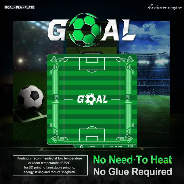 Alt view image 2 of 7 - JUUPINE Goal Build Plate for Bambu Lab P2S/X2D/X1/X1C/A1/P1P/P1S PLA Cool Plate 256x256mm,Room Temp Printing Save time&Energy for Bambu Lab Build Plate with QR Code Scratch-Resistant Easy to Maintain