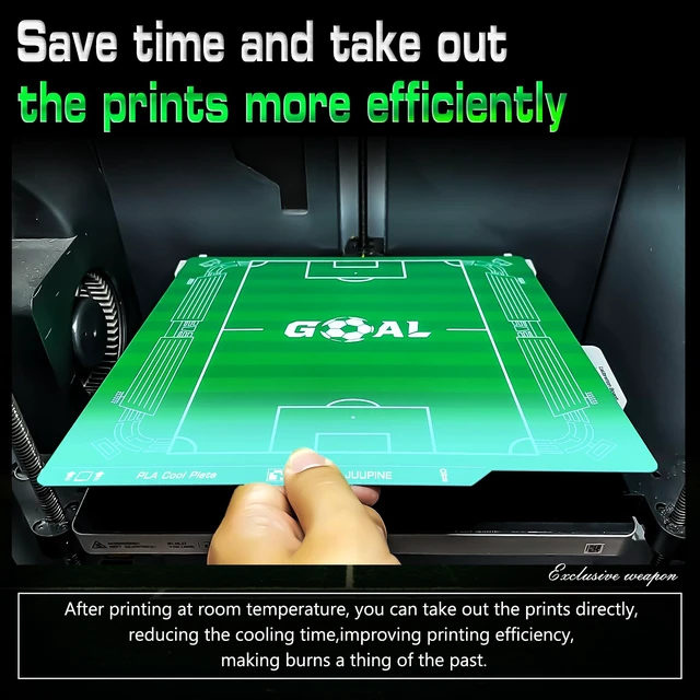 Alt view image 4 of 7 - JUUPINE Goal Build Plate for Bambu Lab P2S/X2D/X1/X1C/A1/P1P/P1S PLA Cool Plate 256x256mm,Room Temp Printing Save time&Energy for Bambu Lab Build Plate with QR Code Scratch-Resistant Easy to Maintain