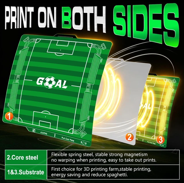 Alt view image 6 of 7 - JUUPINE Goal Build Plate for Bambu Lab P2S/X2D/X1/X1C/A1/P1P/P1S PLA Cool Plate 256x256mm,Room Temp Printing Save time&Energy for Bambu Lab Build Plate with QR Code Scratch-Resistant Easy to Maintain
