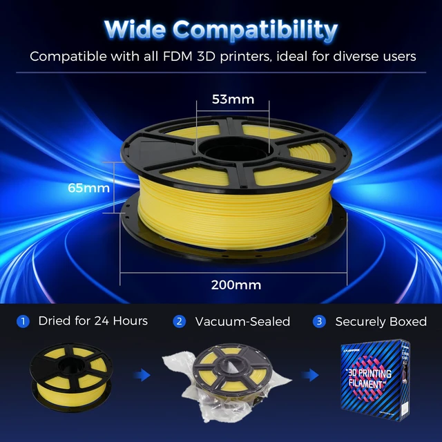 Alt view image 7 of 7 - Rapid PLA Filament 1.75mm Luminous Yellow, 500mm/s High Speed Printing, Glow in the Dark 3D Printer Filament 1kg Spool, Dimensional Accuracy +/- 0.02mm, Brilliant, Long-Lasting Glow