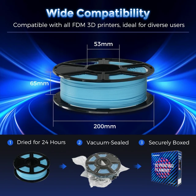 Alt view image 7 of 7 - Rapid PLA Filament 1.75mm Luminous Blue, 500mm/s High Speed Printing, Glow in the Dark 3D Printer Filament 1kg Spool, Dimensional Accuracy +/- 0.02mm, Brilliant, Long-Lasting Glow