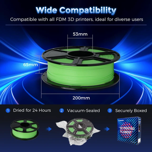 Alt view image 7 of 7 - Rapid PLA Filament 1.75mm Luminous Green, 500mm/s High Speed Printing, Glow in the Dark 3D Printer Filament 1kg Spool, Dimensional Accuracy +/- 0.02mm, Brilliant, Long-Lasting Glow