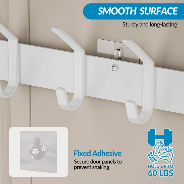 Alt view image 2 of 7 - Over The Door Hooks Organizer, Over Door Towel Rack,Fits Doors 1 3/4" 10 Coat Hooks & 2 Wreath Hanger,Space-Saving,Over the Door Hooks,Door Hanger Organizer for Bedroom, Kitchen, Bathroom(White)