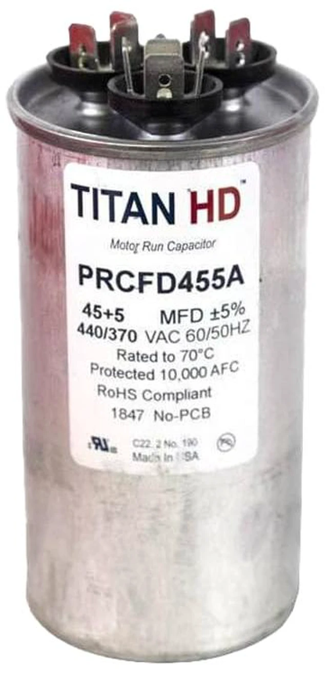Main image of Titan HD 45+5MFD, 440/370V, Round Capacitor