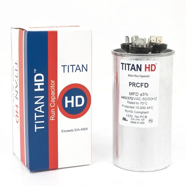 Alt view image 2 of 3 - Titan HD 45+5MFD, 440/370V, Round Capacitor