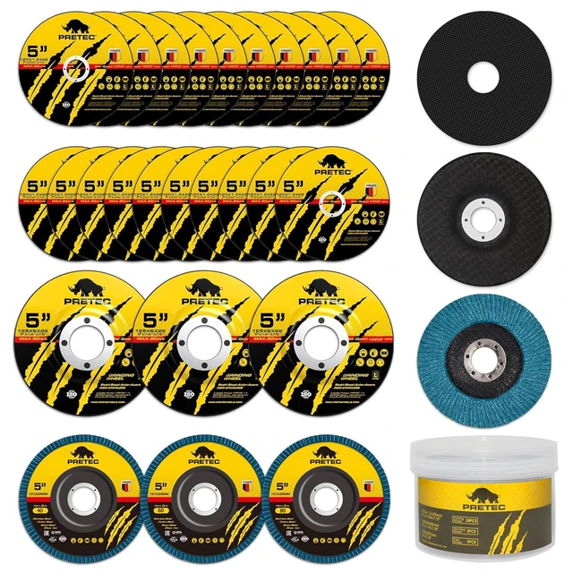 Main image of 26 Packs Angle Grinder Cutting Flap Grinding Disc Wheel, 5 Inch 20 Packs 5"x3/64"x7/8" Cut off Wheels,3 Packs 4.5"x7/8" 60 Grit Flap Discs, 3 Packs 5"x3/64"x7/8" Grinding Wheels