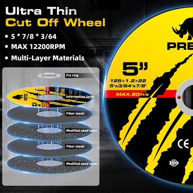 Alt view image 3 of 7 - 26 Packs Angle Grinder Cutting Flap Grinding Disc Wheel, 5 Inch 20 Packs 5"x3/64"x7/8" Cut off Wheels,3 Packs 4.5"x7/8" 60 Grit Flap Discs, 3 Packs 5"x3/64"x7/8" Grinding Wheels