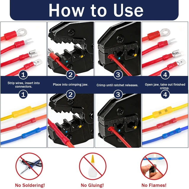 Alt view image 6 of 7 - 1520Pcs Wire Connectors Kit, Crimp Electrical Terminal Connectors Assorted electrical connectors set,Insulated crimp terminal,Includes ring,fork,spade,butt splices wire ends assortment kit