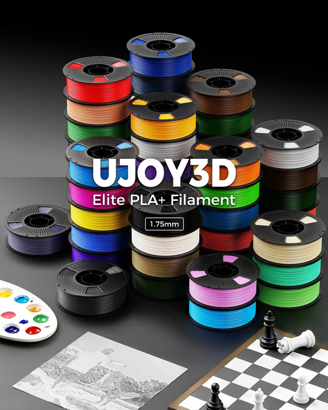 Alt view image 2 of 7 - 4kg Elite PLA+ Filament Bundle, High Speed PLA Plus 3D Printer Filament 1.75mm, Neatly Wound 3D Printing Filament, Individually Vacuum Packed, 1kg / Spool, Pack of 4, Black+Jade White+Red+Green