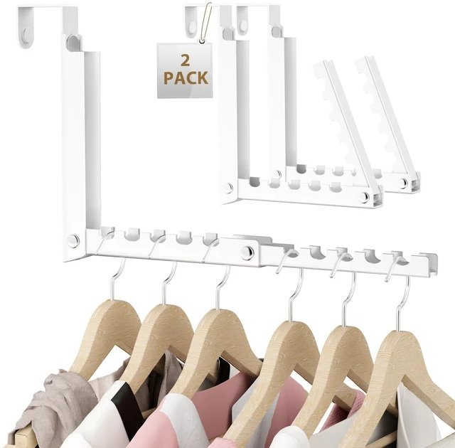 Main image of Over The Door Hooks, Small Space Double Folding Portable Over The Door Drying Rack for Laundry, Bathroom, Bedroom, Travel Storage and Drying (2Pack, White)
