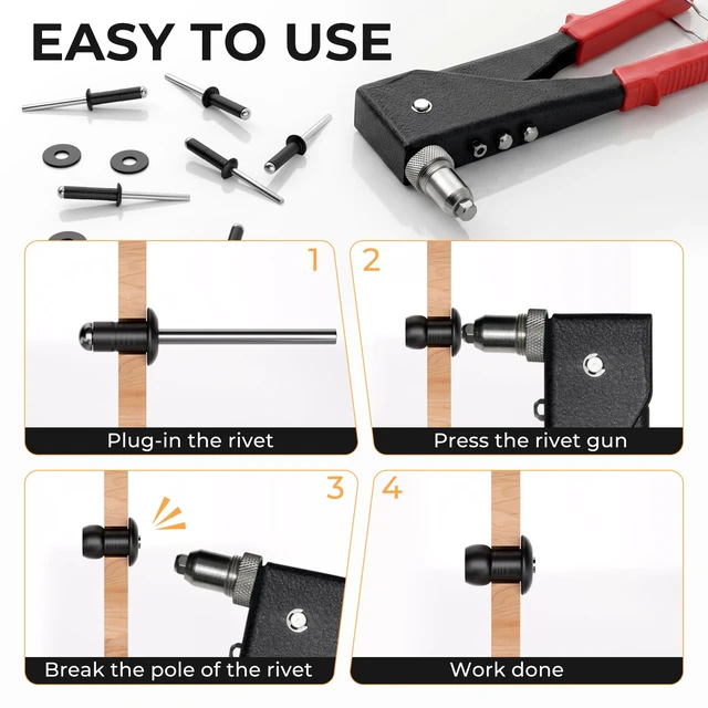 Alt view image 7 of 7 - 1000PCS Black Pop Rivets Assortment Kit with Washers 14 Sizes Black Rivets for Metal, 3/32",1/8",5/32",3/16",1/4", 5 Sizes 304 Stainless Steel Washers for Indoor Outdoor Use