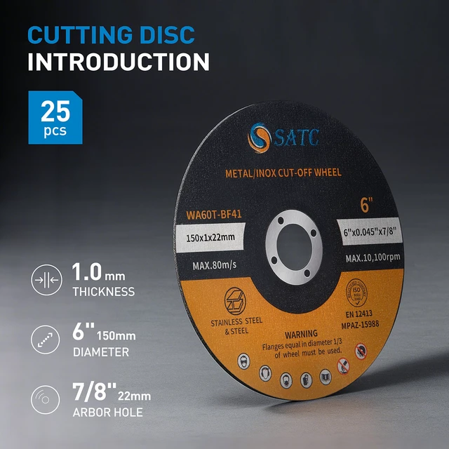 Alt view image 2 of 7 - Cutting Wheel 6 in 6" x.045 x7/8" Cut Off Wheels for Metal 25 PCS Cutting Discs Fits Angle Grinder Concrete Accessories Saw Grinder Metal Cut Tools Grinder Attachment