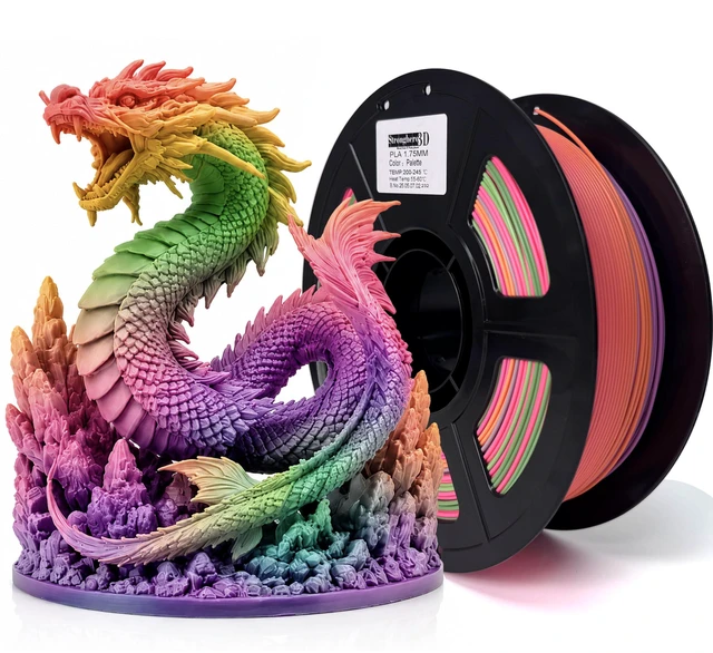 Main image of PLA 3D Printer Filament 1.75mm,Matte Rainbow pla Filament,Multi Color,Net Weight 1kg(2.2lbs)