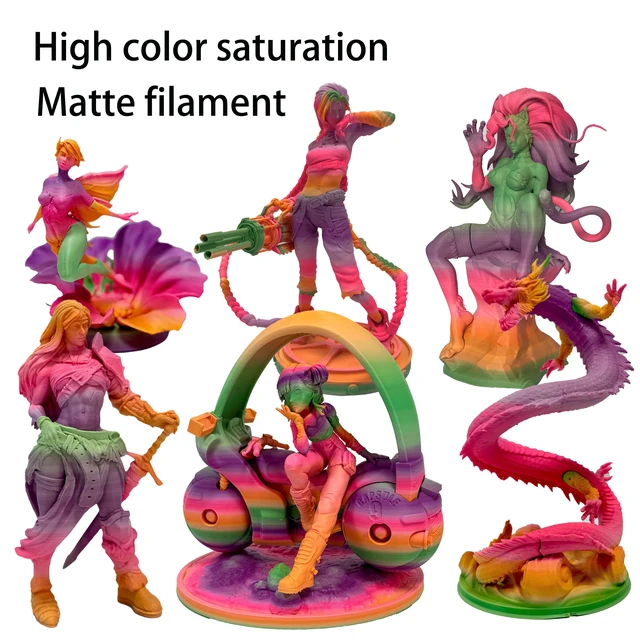 Alt view image 2 of 7 - PLA 3D Printer Filament 1.75mm,Matte Rainbow pla Filament,Multi Color,Net Weight 1kg(2.2lbs)