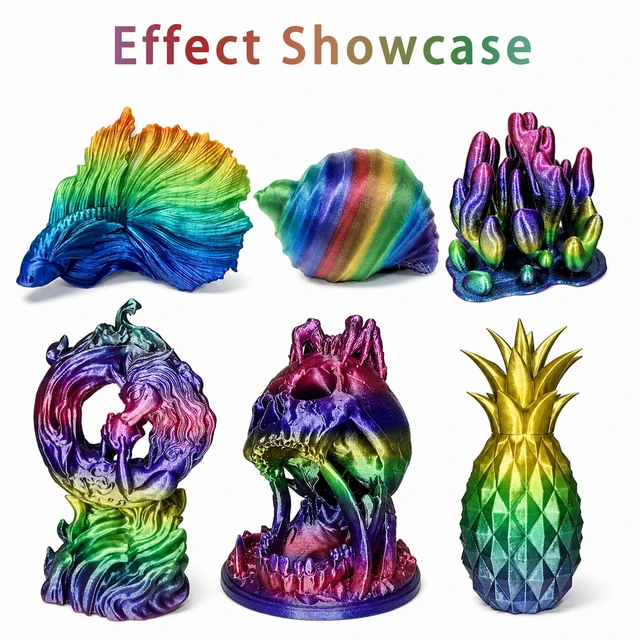 Alt view image 6 of 7 - PLA 3D Printer Filament, Multi Color, Chameleon Galaxy, Rainbow PLA 1.75mm, Net Weight 1kg (2.2lbs), Accuracy +/-0.05mm for Ender3 Cr10