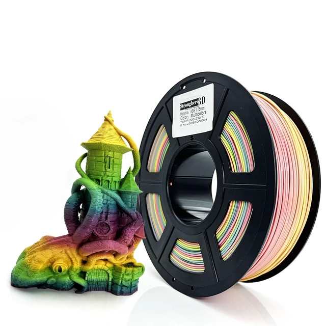 Alt view image 2 of 7 - ABS Rainbow 3D Printer Filament 1.75mm, Multicolor ABS Filament, Rainbow Filament, Strong & Heat Resistant 3D Printing Filament for Creative Models, Functional Parts, 1kg Spool