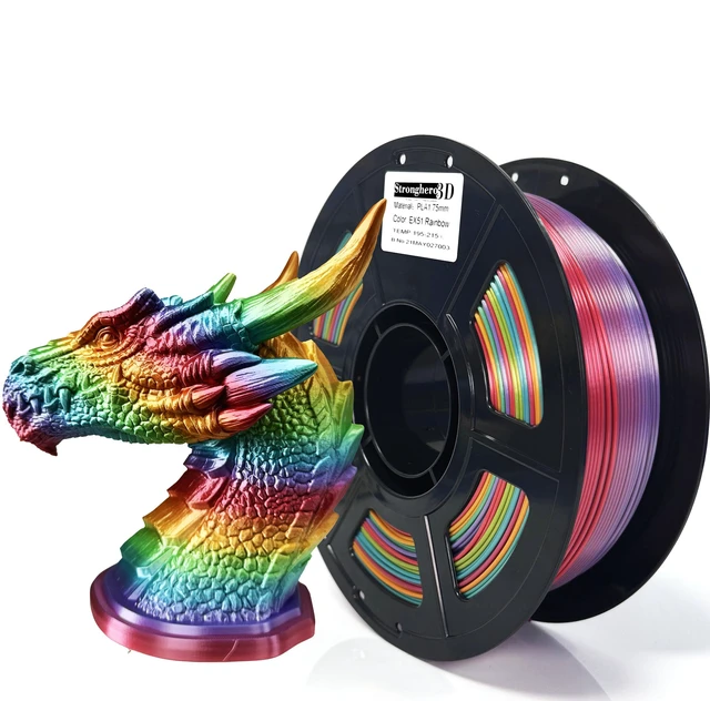 Alt view image 2 of 7 - PLA Rainbow Silk Filament,Multi Color,Net Weight 1kg(2.2lbs) Accuracy +/-0.05mm