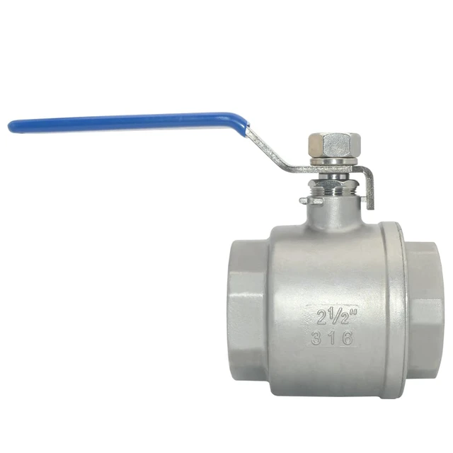 Alt view image 6 of 6 - 2-1/2" NPT Female 316 Stainless Steel Full Port Ball Valve Vinyl Handle WOG1000 (2-1/2 inch)