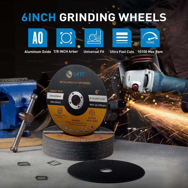 Alt view image 7 of 7 - Cutting Wheel 6 in 6" x.045 x7/8" Cut Off Wheels for Metal 25 PCS Cutting Discs Fits Angle Grinder Concrete Accessories Saw Grinder Metal Cut Tools Grinder Attachment