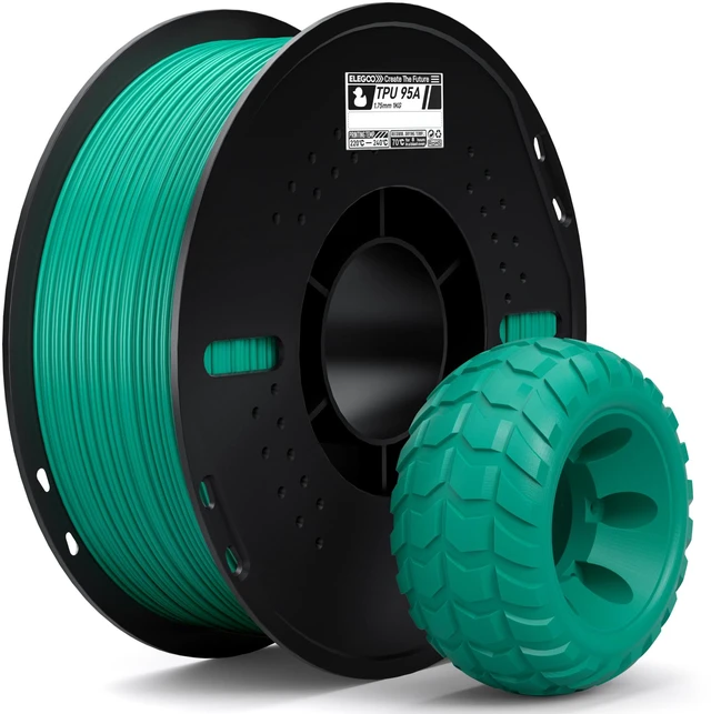 Main image of TPU 3D Printer Filament 1.75mm 95A Flexible Green 1KG Soft & High Elasticity 3D Printing Filament 1KG Spool(2.2lbs), Fits for Most FDM 3D Printers