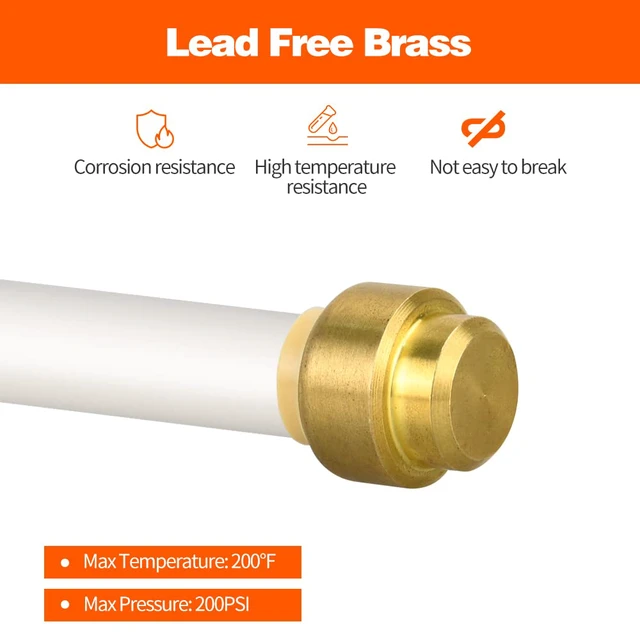 Alt view image 4 of 7 - 12 Pack 1/2" Pushfit End Cap Fittings with Disconnect Clip for Copper, PEX, CPVC Pipe