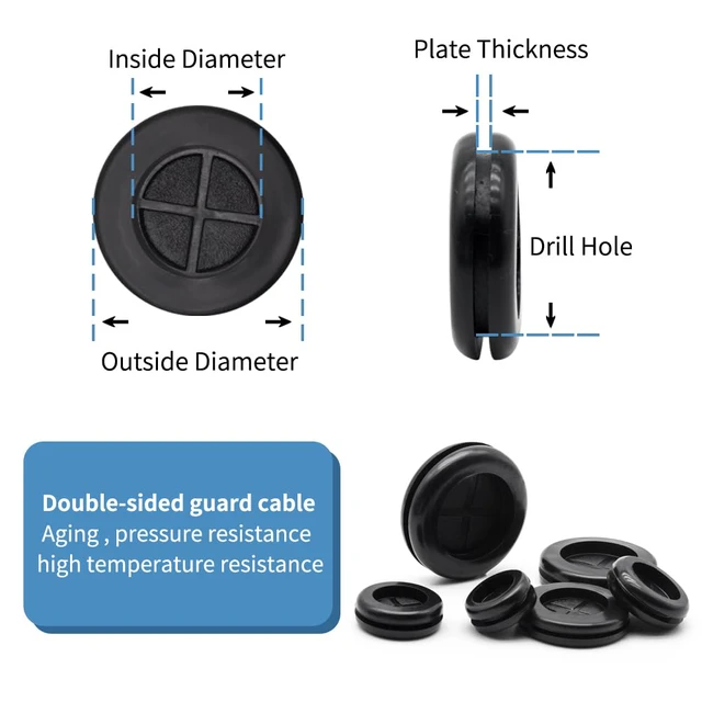 Alt view image 5 of 5 - 32 Piece Closed Rubber Grommet Firewall Solid Closed Hole Plug Kit, Tower and Round Double Sided Rubber Hole Plugs for Wire Electrical Plumbing Systems