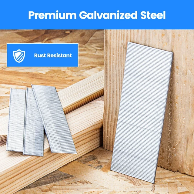 Alt view image 2 of 7 - 18 Gauge Brad Nails, 6 Sizes (5/8",3/4",1",1-1/4",1-1/2",2") 6,000Pcs Galvanized Assorted 6 Sizes Small Finishing Nails for Pneumatic, Electric 18GA Brad Nail Gun Nailer, Project Pack