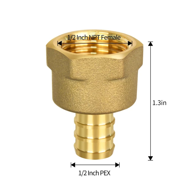 Alt view image 2 of 6 - 20 Pack PEX 1/2" x 1/2" NPT Female Fittings, Brass, Full Port for PEX pipes in plumbing jobs