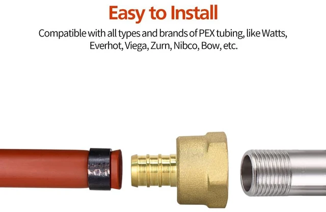 Alt view image 5 of 6 - 20 Pack PEX 1/2" x 1/2" NPT Female Fittings, Brass, Full Port for PEX pipes in plumbing jobs