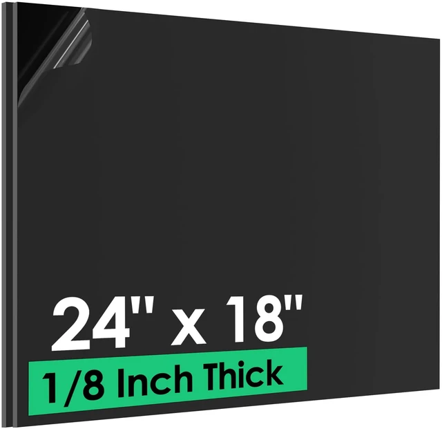 Main image of ABS Plastic Sheet 1/8" x 24" x 18", 2 Pack Black Rigid Thermoplastic Board for Crafts, DIY Projects, Dual-Surface (Textured & Smooth)