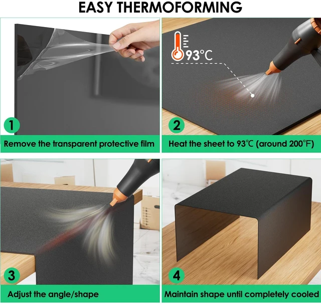 Alt view image 3 of 7 - ABS Plastic Sheet 1/8" x 24" x 18", 2 Pack Black Rigid Thermoplastic Board for Crafts, DIY Projects, Dual-Surface (Textured & Smooth)