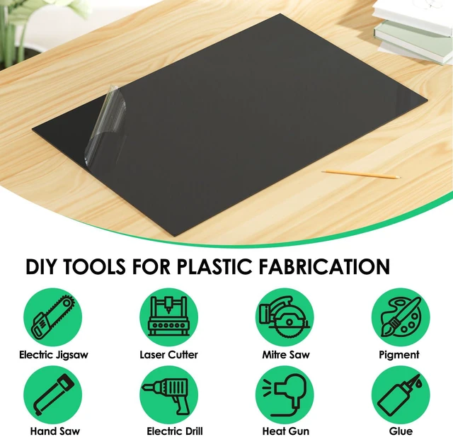 Alt view image 4 of 7 - ABS Plastic Sheet 1/8" x 24" x 18", 2 Pack Black Rigid Thermoplastic Board for Crafts, DIY Projects, Dual-Surface (Textured & Smooth)