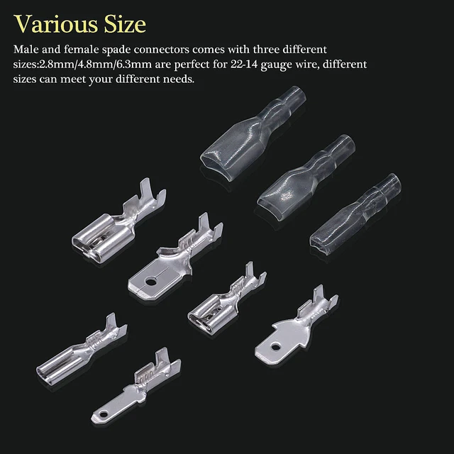 Alt view image 2 of 6 - /360Pcs 2.8/4.8/6.3mm Quick Splice Male and Female Wire Spade Connector Crimp Terminal Block Assortment Kit with Insulating Sleeve for Electrical Wiring Car Audio Speaker with Crimping Pliers