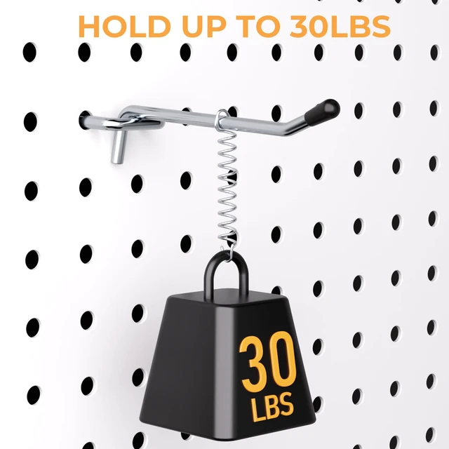 Alt view image 6 of 7 - 50 Pack 4 Inch Pegboard Hooks with Rubber Tipped, 1/4" Heavy Duty Peg Board Hooks Accessories,Peg Board Tool Hangers Fit 1/4" Pegboard, For Hanging Tools Garage, Craft Room, Kitchen, Store