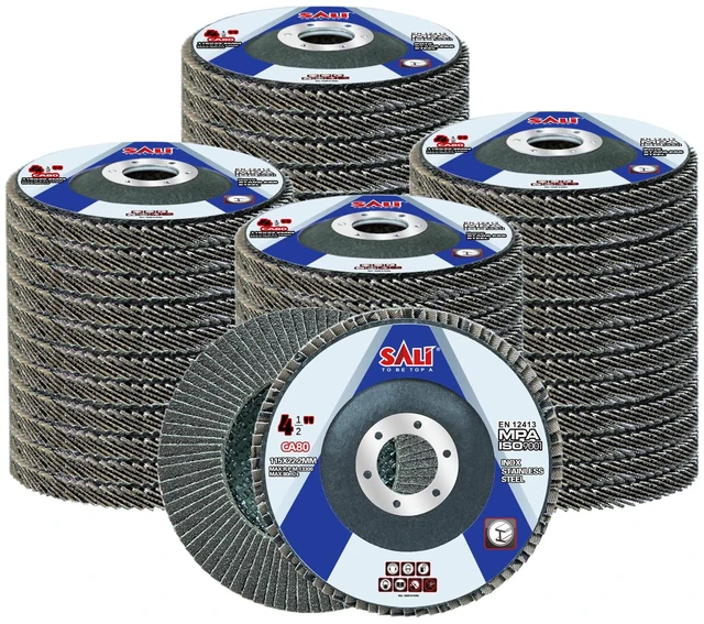 Main image of 48 Pack Flap Disc 80 Grit 4.5" x 7/8-Inch Sanding Disc Bevel Type #29 Premium and Industrial Grade Angle Grinder Grinding Wheel High Performance Edge Grinding