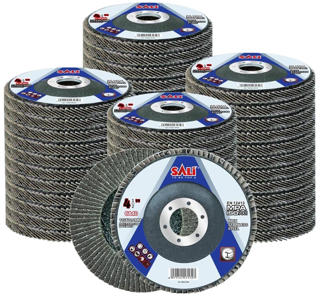 Main image of 48 Pack Flap Disc 40 Grit 4.5" x 7/8-Inch Sanding Disc Bevel Type #29 Premium and Industrial Grade Angle Grinder Grinding Wheel High Performance Edge Grinding
