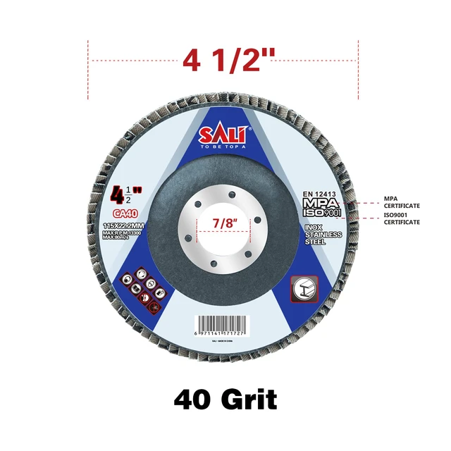 Alt view image 2 of 7 - 48 Pack Flap Disc 40 Grit 4.5" x 7/8-Inch Sanding Disc Bevel Type #29 Premium and Industrial Grade Angle Grinder Grinding Wheel High Performance Edge Grinding