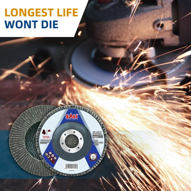 Alt view image 3 of 7 - 48 Pack Flap Disc 40 Grit 4.5" x 7/8-Inch Sanding Disc Bevel Type #29 Premium and Industrial Grade Angle Grinder Grinding Wheel High Performance Edge Grinding