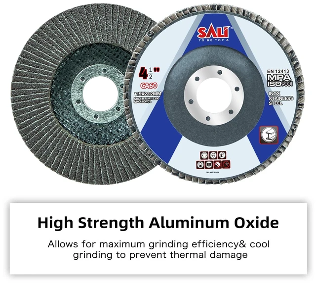 Alt view image 7 of 7 - 24 Pack Flap Disc 60 Grit 4.5" x 7/8-Inch Sanding Disc Bevel Type #29 Premium and Industrial Grade Angle Grinder Grinding Wheel High Performance Edge Grinding