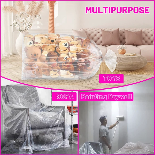 Alt view image 5 of 7 - 10 Pcs 98.4 x 59 Inches Clear Large Balloon Bags for Transport Christmas Tree Disposal and Storage Bag, Balloon Drop Bag, Giant Carrying Storage Bags for Wedding Birthday Party Supplies