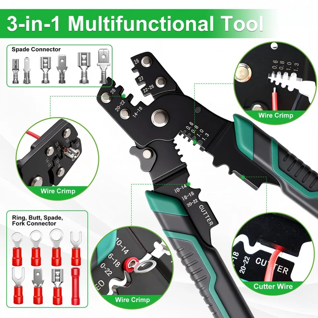 Alt view image 3 of 7 - /1100pcs Wire Connectors Kit,Insulated Electrical Wire Terminals,Waterproof Crimp Connector kit Includes Spade Fork Ring Bullet Insulated Connectors Wire connectors and Wire Crimper Tool