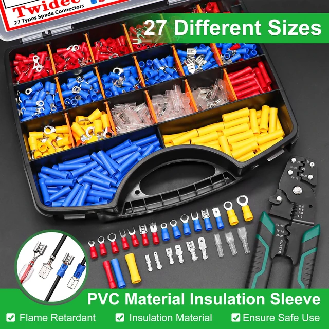 Alt view image 2 of 7 - /1100pcs Wire Connectors Kit,Insulated Electrical Wire Terminals,Waterproof Crimp Connector kit Includes Spade Fork Ring Bullet Insulated Connectors Wire connectors and Wire Crimper Tool