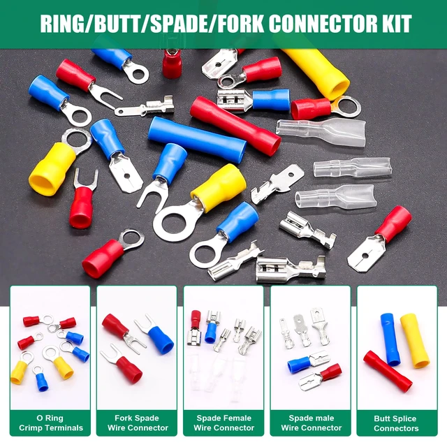 Alt view image 7 of 7 - /1100pcs Wire Connectors Kit,Insulated Electrical Wire Terminals,Waterproof Crimp Connector kit Includes Spade Fork Ring Bullet Insulated Connectors Wire connectors and Wire Crimper Tool